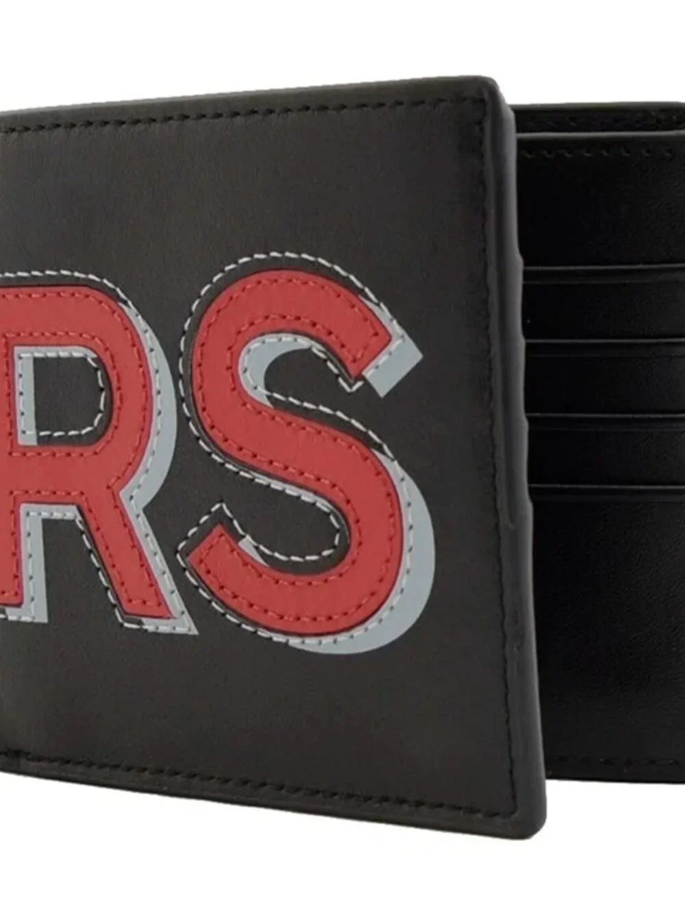 S Michael Kors Cooper Billfold Black Leather Red Logo 36H9LCOF1L NWT $148